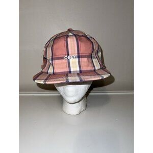 OBEY Madras Plaid Baseball Hat in Pink One Size Adjustable